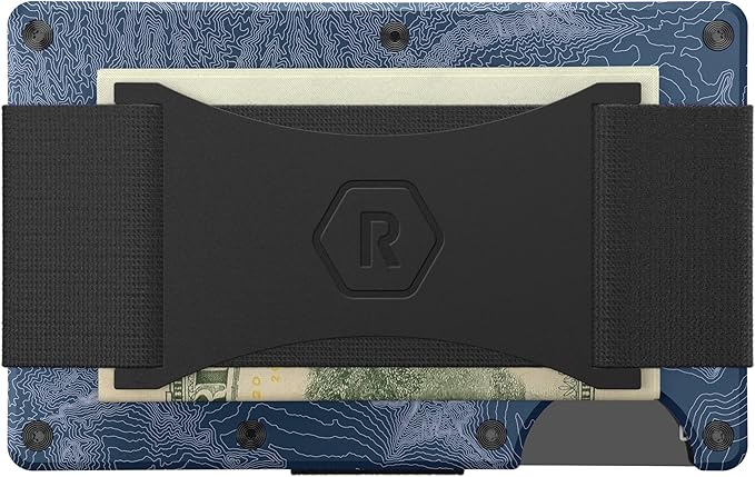 The Ridge Wallet - Slim Minimalist Compact Wallet and Card Holder| RFID Protected Front Pocket Wallets | Integrated Cash Strap | North Shore - Topographic