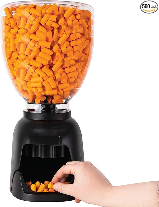 Foam Ear Plugs Dispenser Wall Mount - Bulk Refillable Ear Plugs 500 Pair - High Decibel Industrial Safety Sound Blocking Ear Plugs