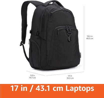Amazon Basics Travel Laptop Backpack for 17 in / 43.1 cm Laptop, Black