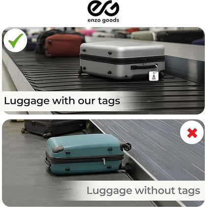 USA Initial Luggage Tag | 4 Pack | Personalized Luggage Tags for Suitcases | Choose Monogram Letter | Custom Fonts & Colors | Choose Tag Color