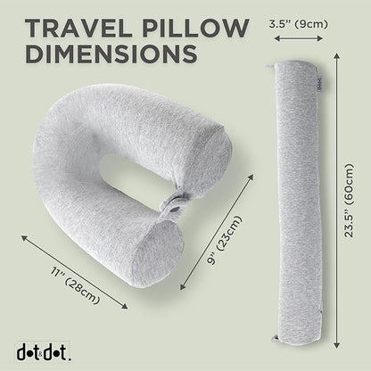 Dot&Dot Twist Memory Foam Kids Travel Pillow for Airplanes - Kids Neck Pillows for Travel, Sleeping - Airplane Pillow for Neck Support, Chin, Lumbar, Leg - Adjustable Toddler Neck Pillow for Car Seat