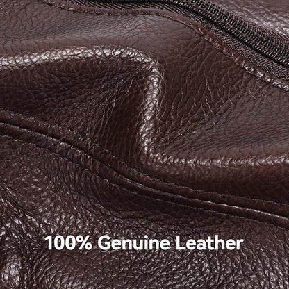 Genuine Leather Fanny Pack For Men and Women Multiple Pockets Waist Bag with Adjustable Strap for Travel Casual Sports Hiking Cycling Fishing Running Brown Belt Bag