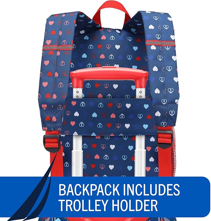 Nautica Kids Luggage - 18" Airline Approved Rolling Hardside Upright Carry-on Suitcase Set with Wheels (Nautica Peace | 5pc School Set)