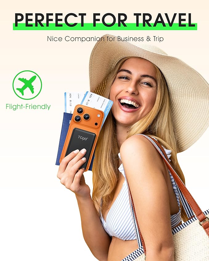 TG90° 2 Pack 5000mAh Portable Charger,Mini Power Bank Built-in Foldable AC Plug and Cables,Pocket Size USB C External Battery Pack Compatible with iPhone 17 16 15 14 Samsung Google iPad,Black & Pink