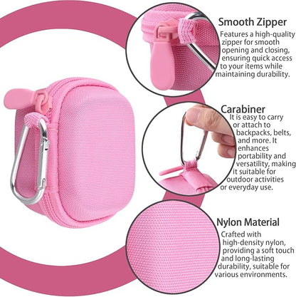co2CREA Hard Case for Beats Powerbeats Fit with Carabiner Clip, Shockproof Earbuds Storage Box – Protective Travel Cover for Wireless Noise Cancelling Earbuds (Pink Case)