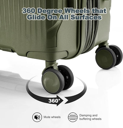 Nazhura Luggage Set, 3-Piece Hardside Suitcase Set, 20-inch Carry On, 24-inch, 28-inch Luggage