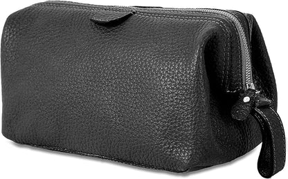 KomalC Premium Buffalo Leather Toiletry Bag for Men & Women – Leather Dopp Kit With Water resistant Lining, Premium Toiletry Travel Pouch, Unisex Wash Bag for Toiletries, Gifts for Men and Women
