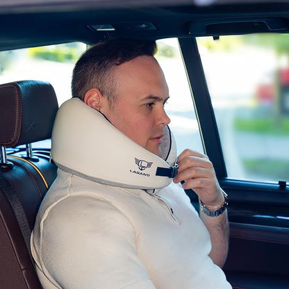 Lagano Softest Luxury Travel Pillow - Adjustable Easy to Clean Memory Foam Travel Neck Pillow - Ergonomic Airplane Travel Pillow - Best Airplane and Office Cervical Support Pillow