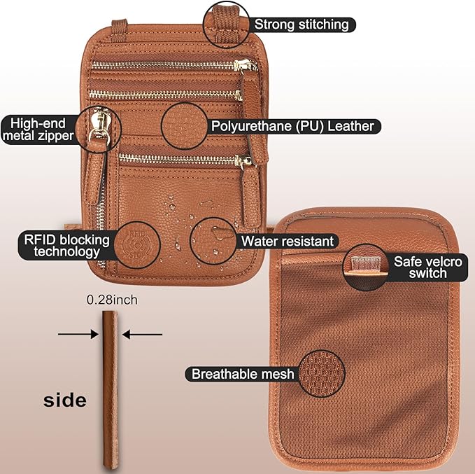 Sizobi Neck Wallet for Traveling Women Men, RFID Blocking Leather Passport Holder Travel Pouch, Family Travel Document Organizer Passport Wallets,International Travel Must Haves Travel Accessories