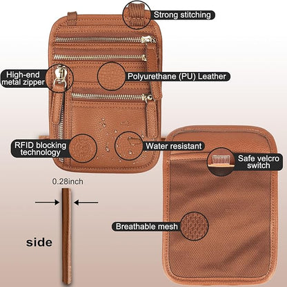 Sizobi Neck Wallet for Traveling Women Men, RFID Blocking Leather Passport Holder Travel Pouch, Family Travel Document Organizer Passport Wallets,International Travel Must Haves Travel Accessories