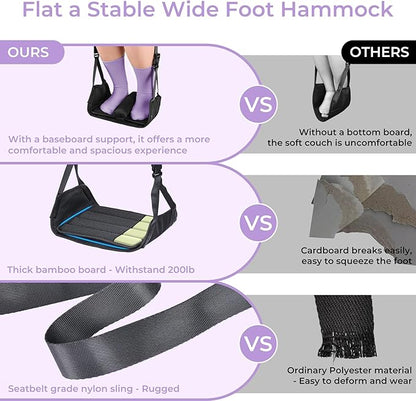 Babenest 2pcs Airplane Foot Hammock, Foldable Leg Rest Support with Adjustment Nylon Strap and Thicken Bottom, Portable Under Desk Flight Footrest Holder in Air Travel, Office & Car