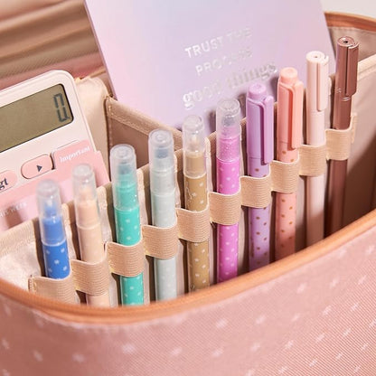 Erin Condren Medium Organizer Case, Multi-Purpose Travel Case with Stylish Terracotta Asterisk Design, Removable Dividers and Sturdy Vegan Leather Handle, Carry Toiletries, Makeup, Jewelry and More