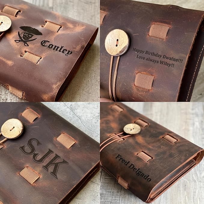 HARDISTON Custom Genuine Leather Electronic Cable Organizer Bag Handmade Travel Cord Organizer Roll Case for Hard Drives, Cables, Charger, Phone, USB, SD Card