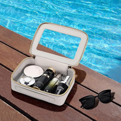 Aveniee Clear Makeup Bag Organizer,Travel Toiletry Bag for Women,Waterproof Cosmetic Pouch with Zippers,Car Accessories Organizers and Storage Case,Grey