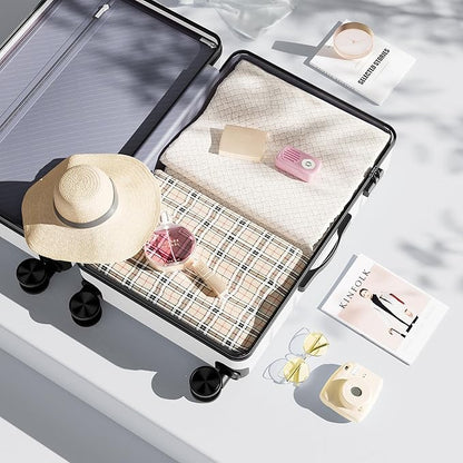 OLIXIS 24 Inch Luggage, Hardside Suitcase with Spinner Wheels, Lightweight ABS Hard Shell Checked Luggage, TSA Approved Lock, Expandable Medium Suitcase for Travel & Business–White