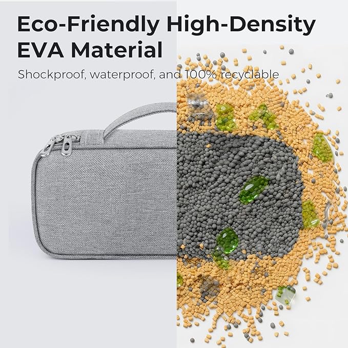 MUSICOZY Travel Storage Case for Bluetooth Sleep Mask & Electronics, Polyester Organizer Bag with Partition Pockets, Adjustable Dividers, Shock-Resistant Design for Cables, Chargers & Accessories