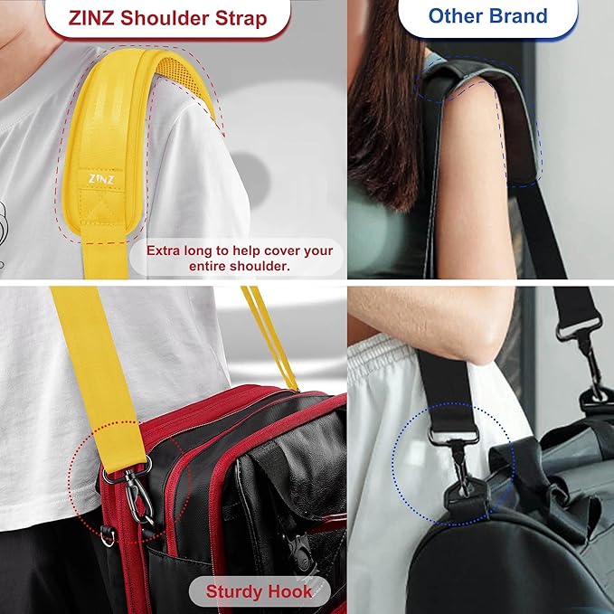 ZINZ 74" Shoulder Strap with Fixed Pad and Dual Balanced Buckles，Yellow
