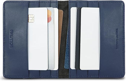Nautica Men's Slim Wallet | Card Case | RFID Blocking | ID Window | Minimalist | Lightweight | Genuine Leather