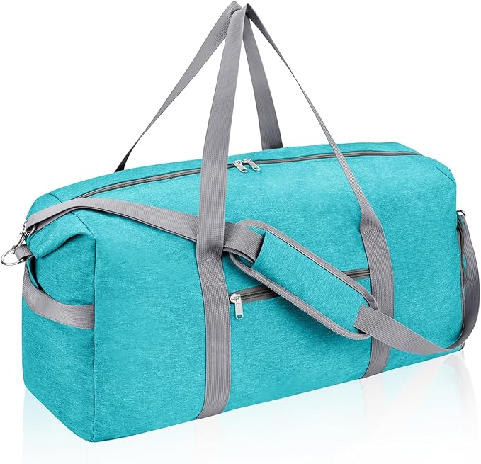 Felipe Varela Carry on luaggage Airlines Approved, Foldable Carry on Bag Travel Duffel Bags Overnight weekender Gym Duffle Carry Bag with Wet Pocket & Shoe Compartment for Women Men (MintGreen, 40L)