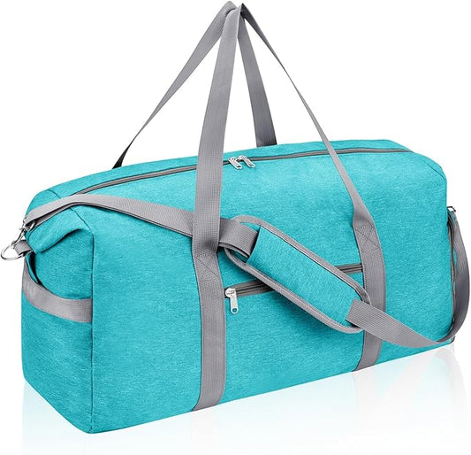 Felipe Varela Carry on luaggage Airlines Approved, Foldable Carry on Bag Travel Duffel Bags Overnight weekender Gym Duffle Carry Bag with Wet Pocket & Shoe Compartment for Women Men (MintGreen, 40L)