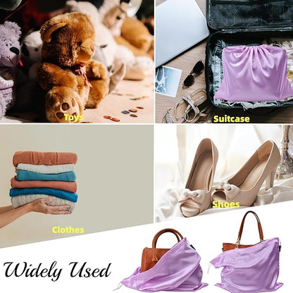 12 Pack Dust Bags for Handbags, Silk Cloth Bag With Drawstring Large Travel Storage Pouch for Handbag Purse Shoes Boots