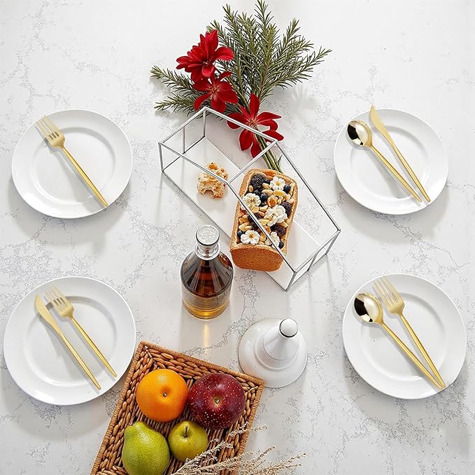 MirthMood 36 PCS Gold Plastic Silverware,Gold Silverware Disposable,Disposable Utensils Heavy Duty,Plastic Cutlery Set,Includes:12 Knives, Forks and Spoons for Party, Birthday,Wedding