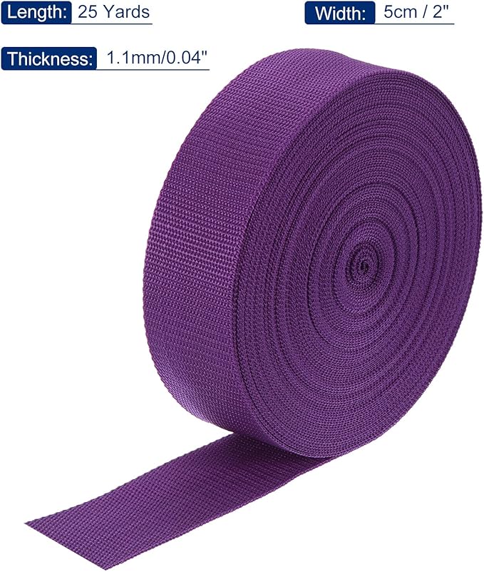 MECCANIXITY Lightweight Polypropylene Webbing Strap 2" 25 Yard Backpack Strapping Band Purplish Red for Outdoor Luggage Cargo Straps