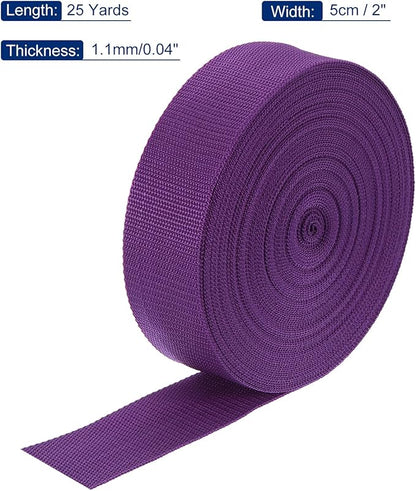 MECCANIXITY Lightweight Polypropylene Webbing Strap 2" 25 Yard Backpack Strapping Band Purplish Red for Outdoor Luggage Cargo Straps