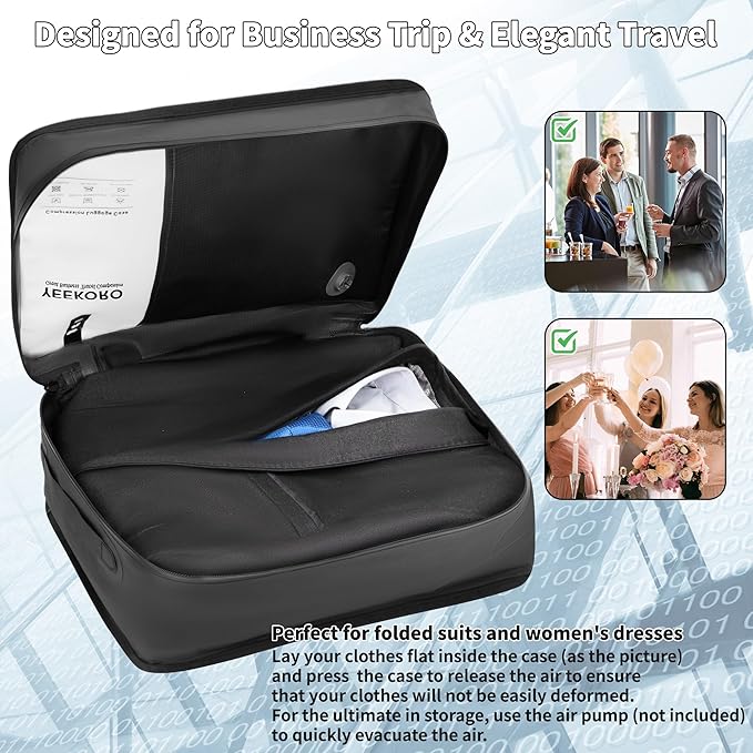 Compression Packing Cubes for Travel, Vacuum Bags for Business Trip, Professional IP67 Reusable Packing Cubes for 20 inch Suitcases, Organizer Bags for Luggage for Women & Men(2 PACK, No Pump)