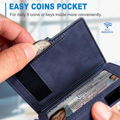 Wallet for Men with Money Clip Coins Pocket ID Window Gift Boxed,Slim Smart Front Pocket RFID Blocking Wallet Pop-up Card Holder in Magnetic Leather Flip 3.9"x 2.7"
