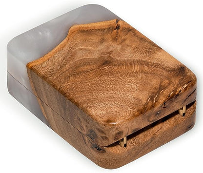 RWA Slim Engagement Ring Box for Proposal – Unique Wedding Ring Holder & Jewelry Display Case – Travel Jewelry Organizer, Ring Bearer Box, Proposal Gift, Wedding Ring Box for Ceremony, FLIP white elm