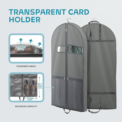 Travel Garment Bag with Zipper Pocket, Suit Bag for Suits, Dresses, Coats