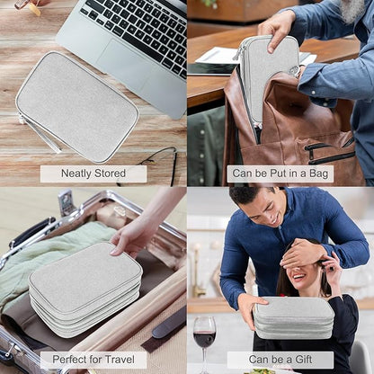 FYY Electronic Organizer, Large Travel Cable Organizer Bag Pouch Electronic Accessories Carry Case Portable Waterproof Double Layers All-in-One Storage Bag for Cable, Cord, Charger, Phone, Grey