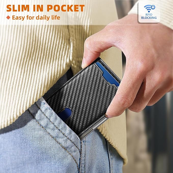 Genuine Leather Wallet for Men, Slim Bifold RFID Blocking with Zipper Coin Pocket, Minimalist Design for Travel and Daily Use (Black)