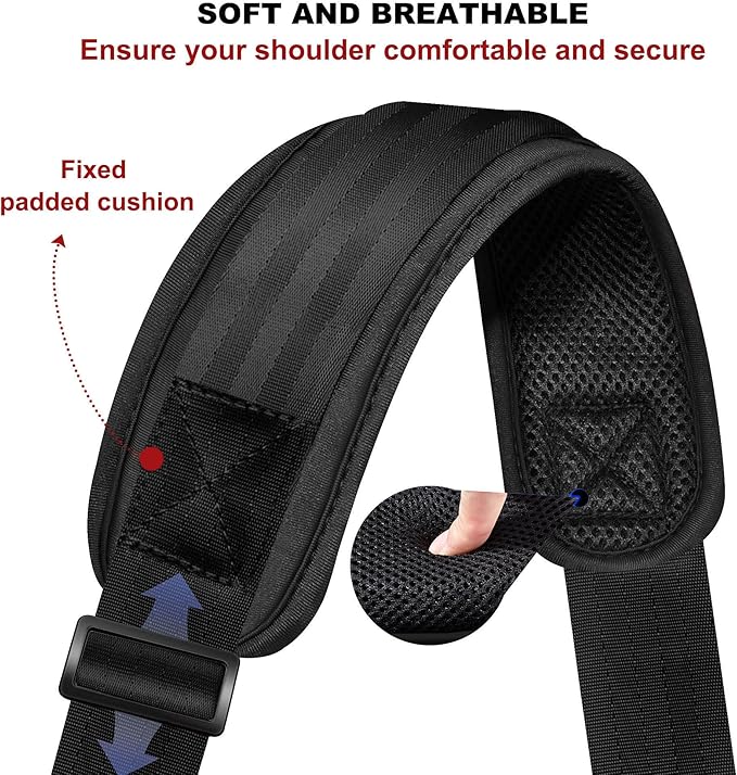 ZINMARK Shoulder Strap 59 inch, Crossbody bag Straps for Duffle, Laptop Bag Messenger Bag Tool Bag Luggage, Soft with Ultra-Thick Fixed Shoulder Pad -Black