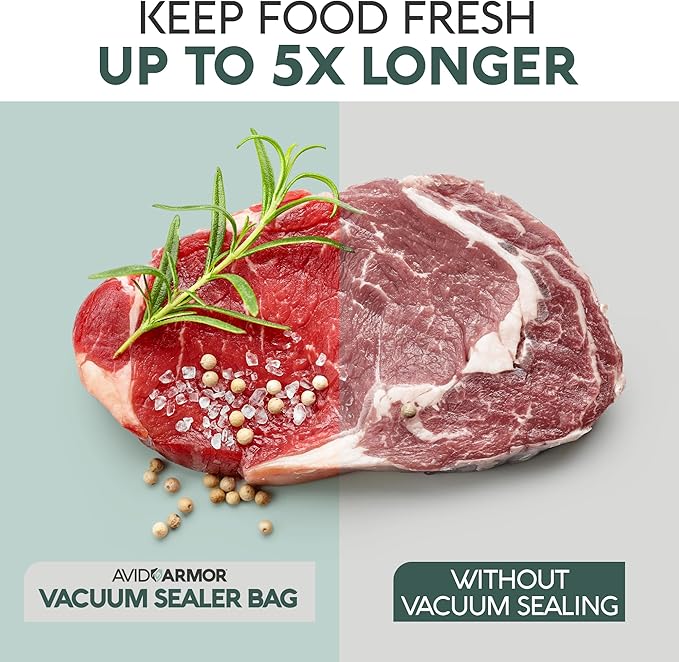 Avid Armor Vacuum Sealer Bags Quart 8x12 Inch 100 Pack for Food Saver, Seal a Meal Vacuum Seal Machines, Commercial Grade Heavy Duty BPA Free for Sous Vide and Meal Prep Precut Storage Bag