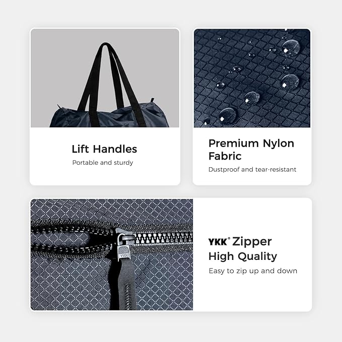 pack all 45L Foldable Duffel Bag, Water-Resistant Sports Gym Bag, Portable Weekender Bag Lightweight for Travel, Fitness and Camping (Navy Blue)