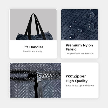 pack all 45L Foldable Duffel Bag, Water-Resistant Sports Gym Bag, Portable Weekender Bag Lightweight for Travel, Fitness and Camping (Navy Blue)