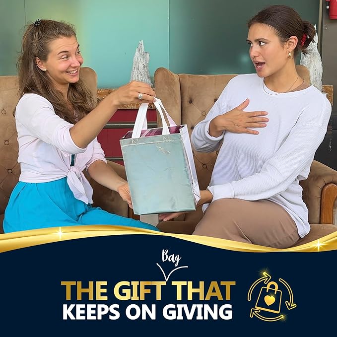 Nush Nush Set of 30 Silver Gift Bags in Bulk – Reusable Gift Bags Bulk Medium Size with Handle - Ideal Party Goodie Bag for Adults, Christmas, Birthday Party Favors, Wedding, Thanksgiving – 8x4x10