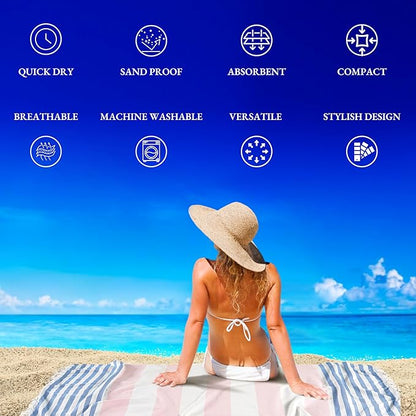 LANE LINEN Extra Large Beach Towel, 2 Pack Beach Towels Oversized, Pre-Washed, Quick Dry Pool Towels, Stylish Light Beach Towel for Women, Absorbent Sand Free Towel, 39"x71" - Old Glory Pink