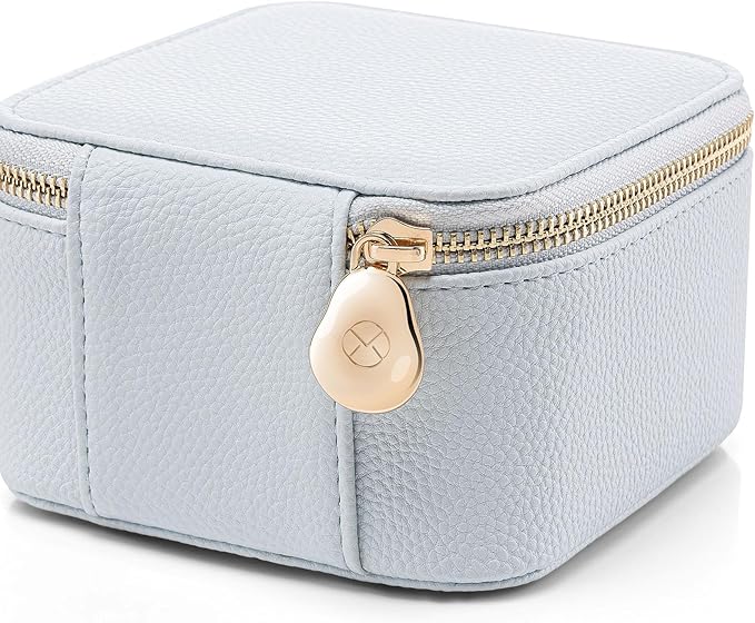 Vlando Small Jewelry Organizer,Travel Jewelry Case with 6 Velvet Jewelry Zipper Bags for Girls,Ideas Gifts for Christmas Wedding,Birthday,Graduation-Baby Blue