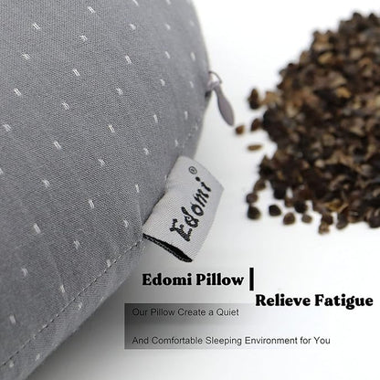 Buckwheat U-Shaped Neck Pillow Adjustable Buckwheat Hull Pillow with Pillowcase, Neck Support and Shoulder Relax Cervical Pillow (12x12 inch, Grey)