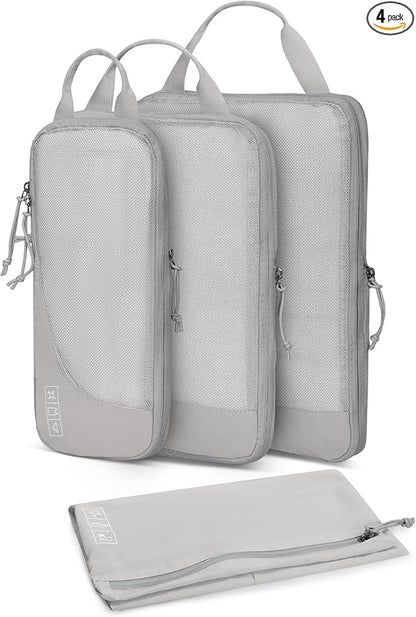 Hynes Eagle 6 Set/ 4 Set/ 2 Set Compression Packing Cubes Travel Essentials Lightweight Nylon Luggage Suitcase Organizer Bag Light Grey 4PCS