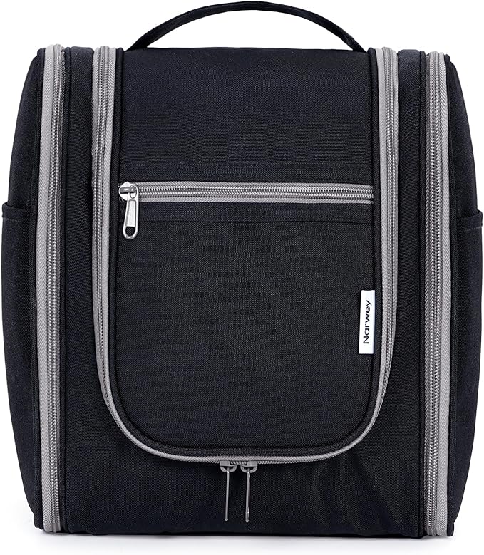 Narwey Small Hanging Travel Toiletry Bag Cosmetic Make Up Organizer for Women and Men (Medium, Black)