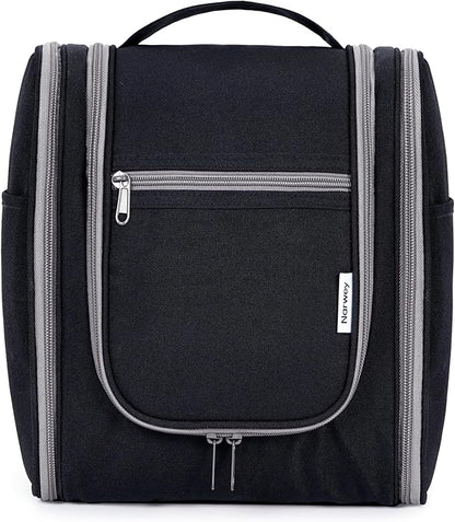 Narwey Small Hanging Travel Toiletry Bag Cosmetic Make Up Organizer for Women and Men (Medium, Black)