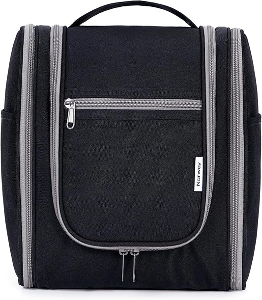 Narwey Small Hanging Travel Toiletry Bag Cosmetic Make Up Organizer for Women and Men (Medium, Black)