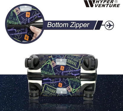 HYPER VENTURE Washable Luggage Cover - Fashion Suitcase Protector Fits 31-32 Inch Luggage (Urban Passport, XL)