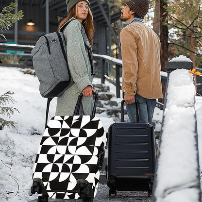 ANNA QUEEN Geometric Minimalist Luggage Cover, Suitcase Protector with Modern Abstract Pattern, Stretchable, Washable Travel Cover for 24-26 Inch Luggage