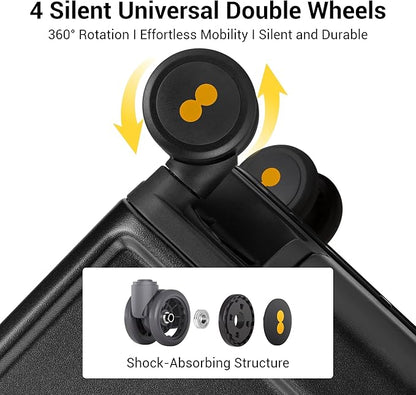 LEVEL8 Zipperless Checked Luggage with Aluminum Frame, Upgraded Medium Hardside Suitcase with Spinner Wheels, Metal Travel Luggage with Double Tsa Locks, 24 Inch, Black