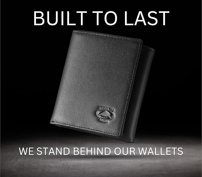 Stealth Mode Leather Trifold RFID Wallet For Men With Flip Out ID Holder